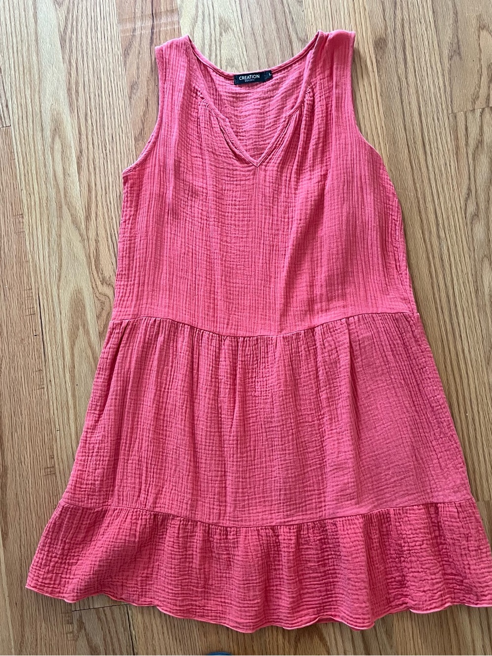 Creation Coral Pink Sleeveless Tiered Dress